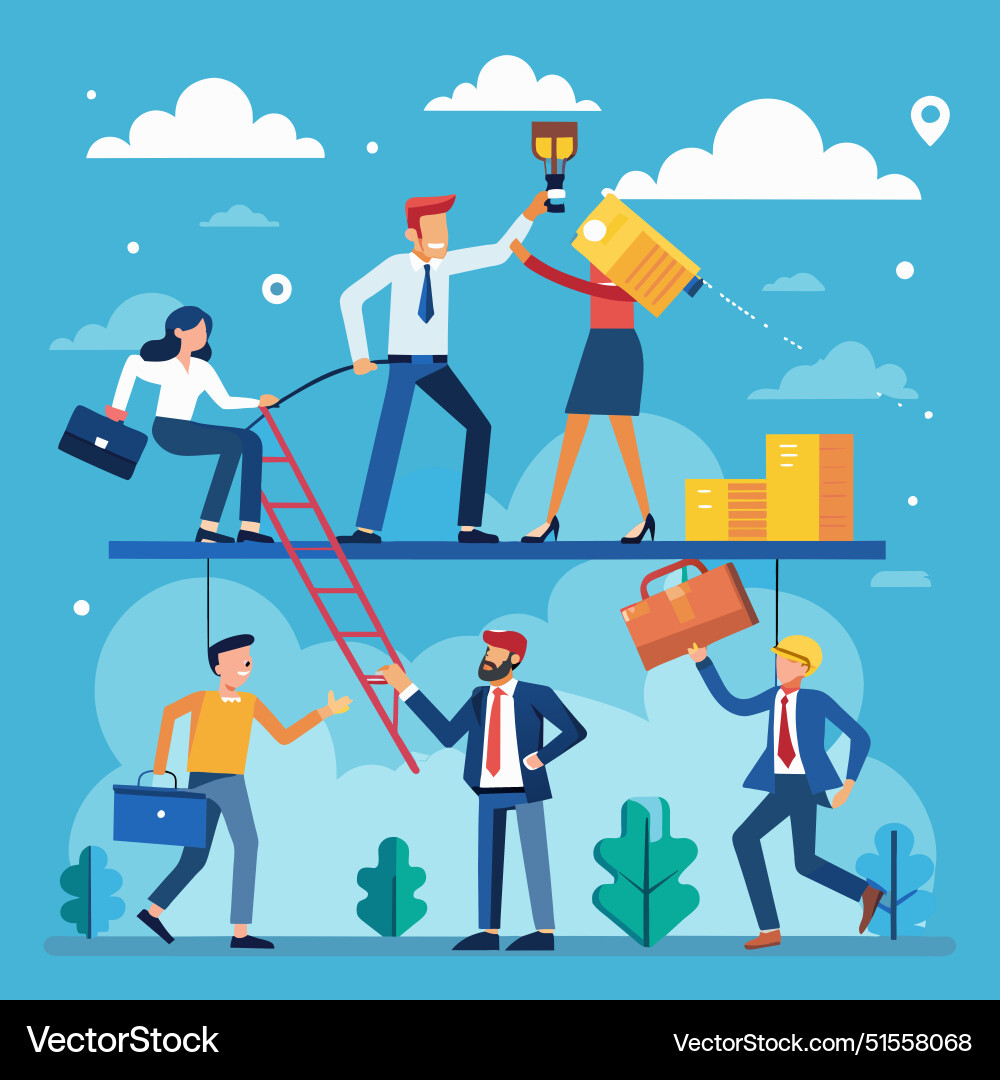 Build business bridge connect path together Build business bridge connect path together vector image