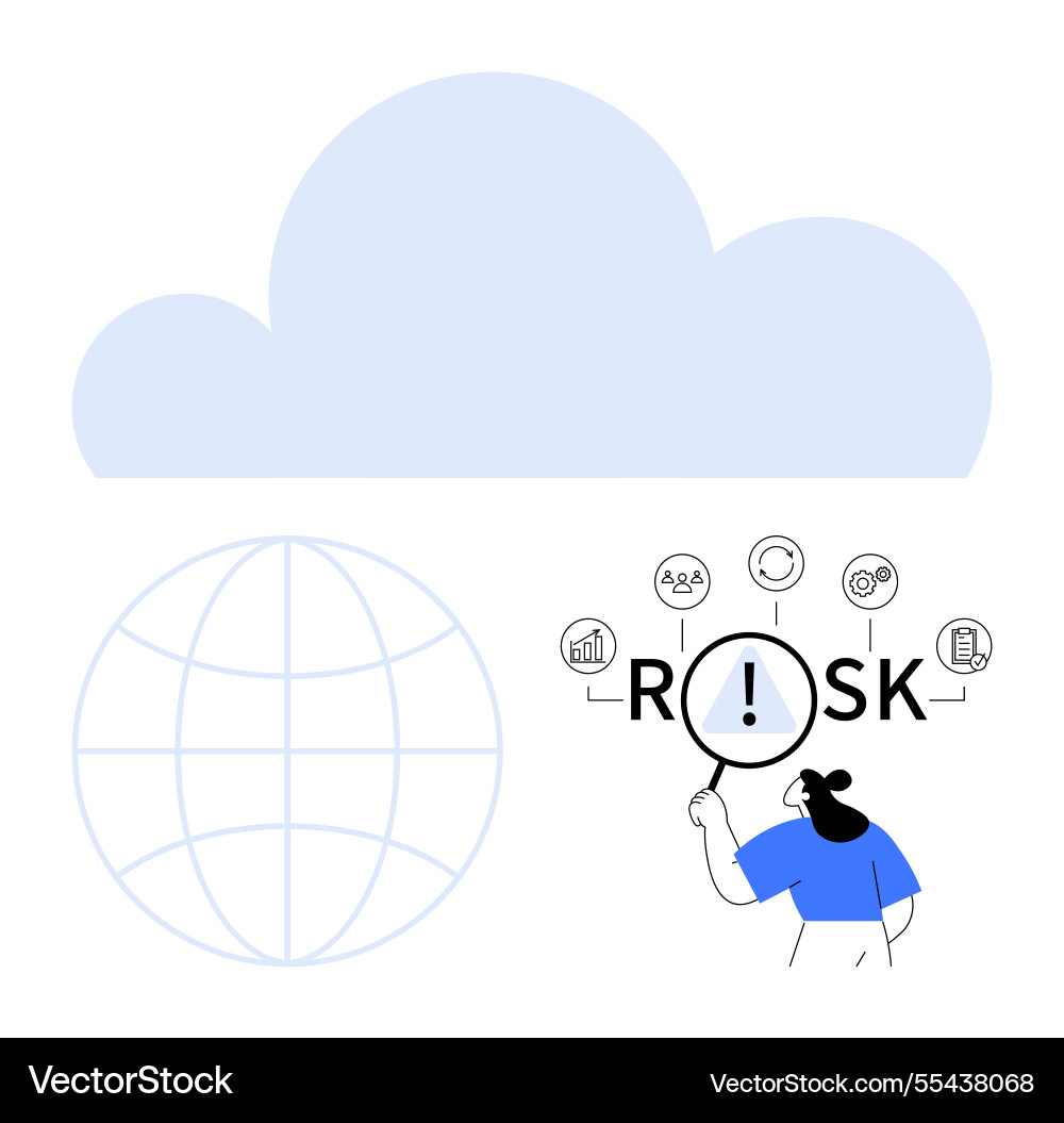 Cloud computing risk analysis with global elements Cloud computing risk analysis with global elements vector image