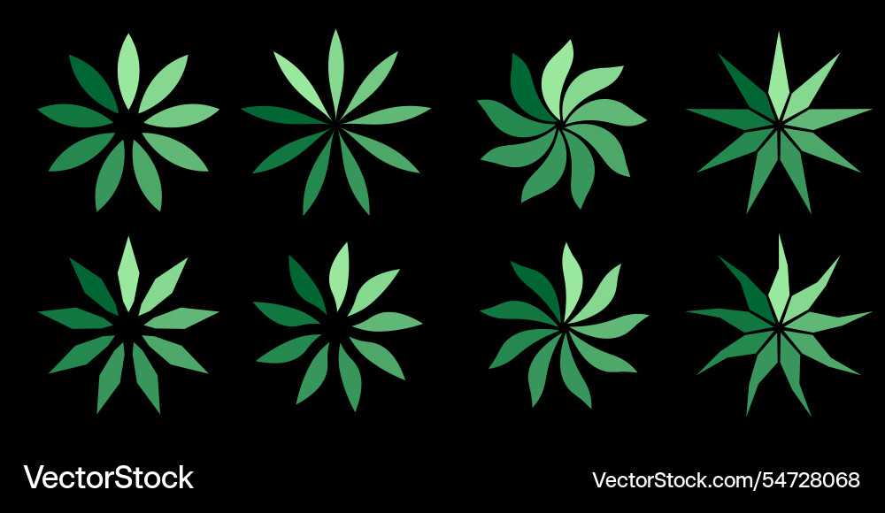Leaf colorful green color icon element set Leaf colorful green color icon element set Vector Image