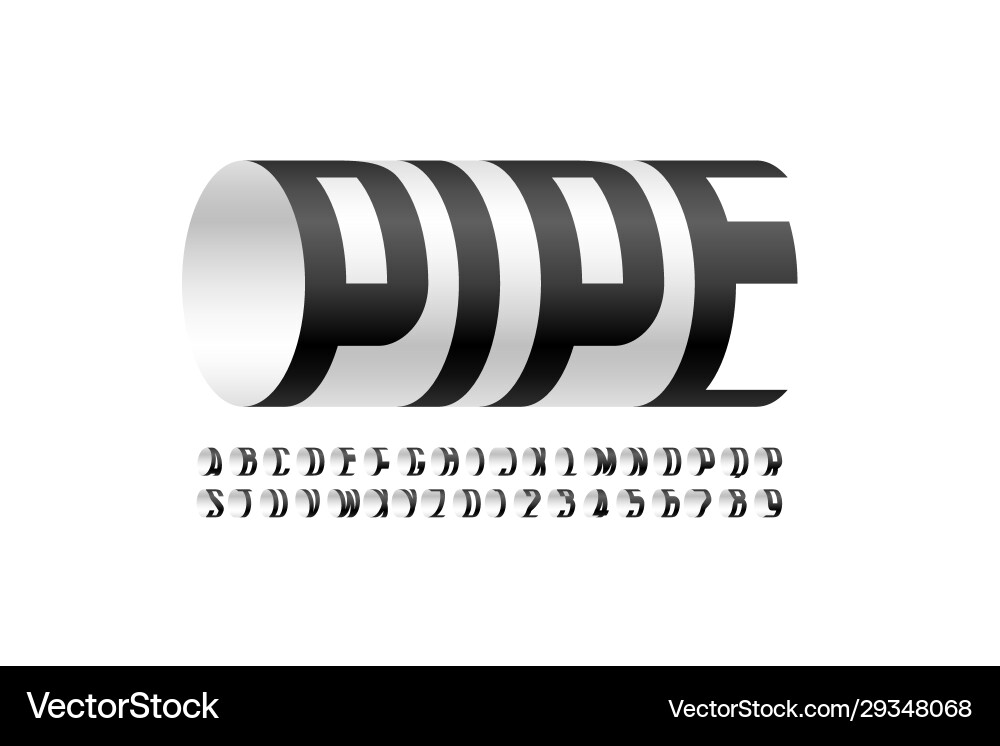 Modern font pipe three-dimensional alphabet Modern font pipe three-dimensional alphabet vector image