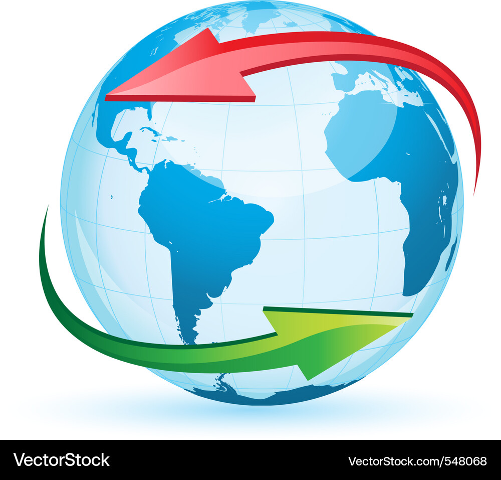 World Globe with Arrows Vector Image