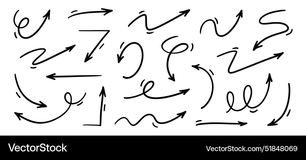 Arrow hand drawn sketch icon set doodle Arrow hand drawn sketch icon set doodle vector image
