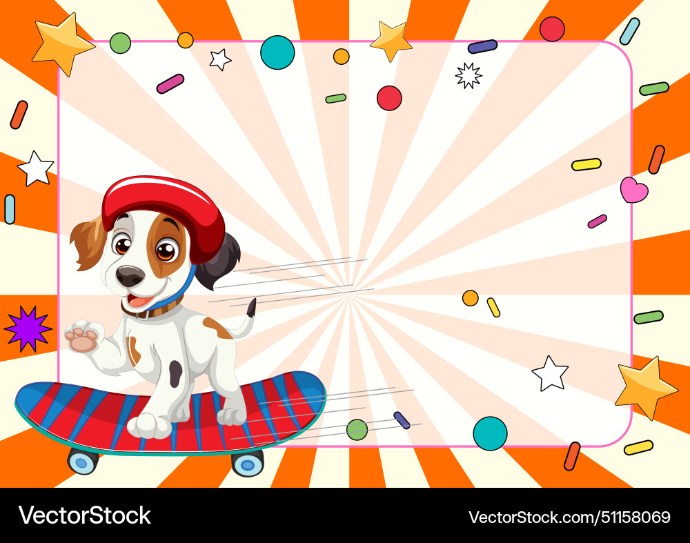 Cartoon dog skateboarding with vibrant abstract Cartoon dog skateboarding with vibrant abstract vector image