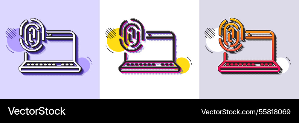 Computer fingerprint line icon finger print scan Computer fingerprint line icon finger print scan vector image