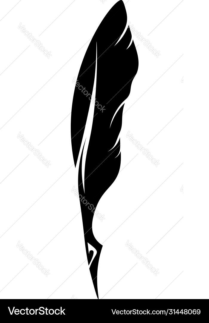 Feathers pen black icon silhouette logo goose Feathers pen black icon silhouette logo goose vector image