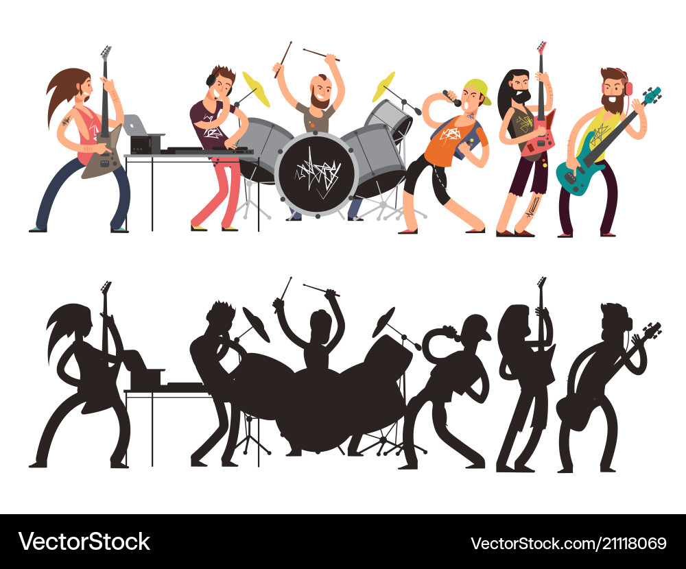 Music performance with young musicians rock Music performance with young musicians rock vector image