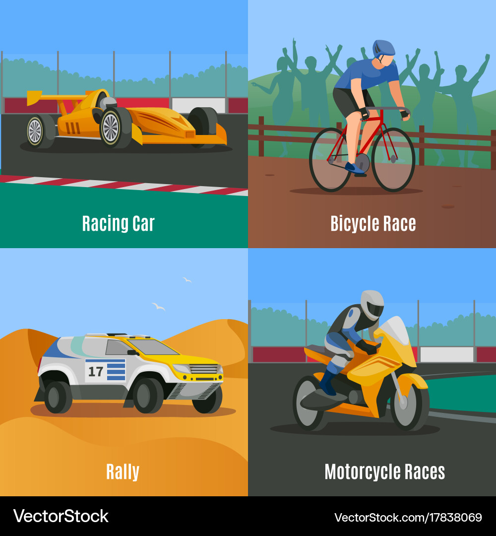 Racing flat design concept Royalty Free Vector Image