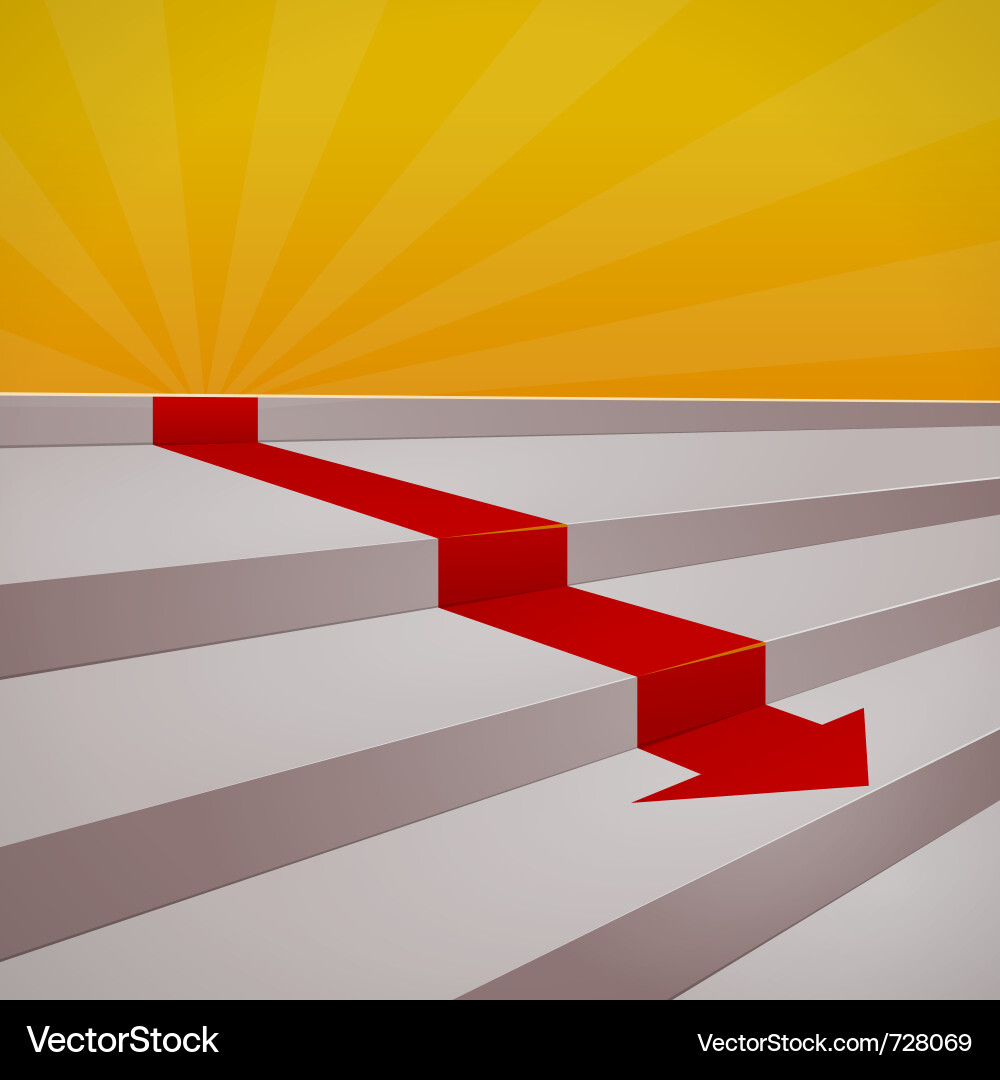 Red arrow on steps Vector Image