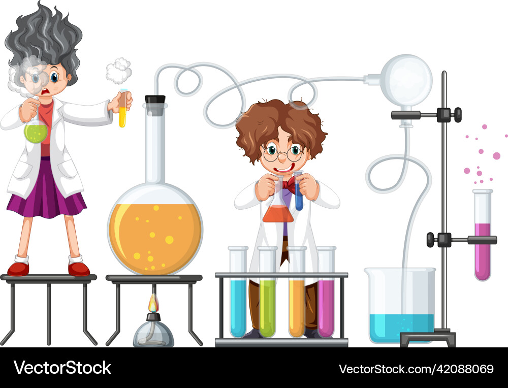 Scientist doing science experiment in the lab Scientist doing science experiment in the lab Vector Image