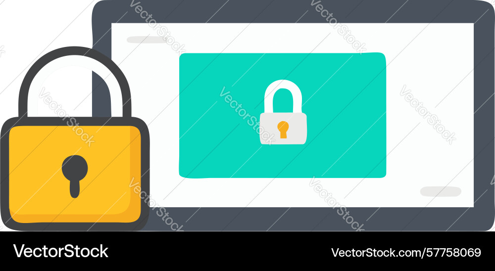 Secure mobile device protection icon with padlock vector image