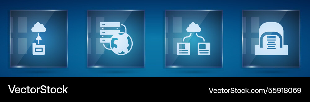Set cloud technology data transfer network Set cloud technology data transfer network vector image