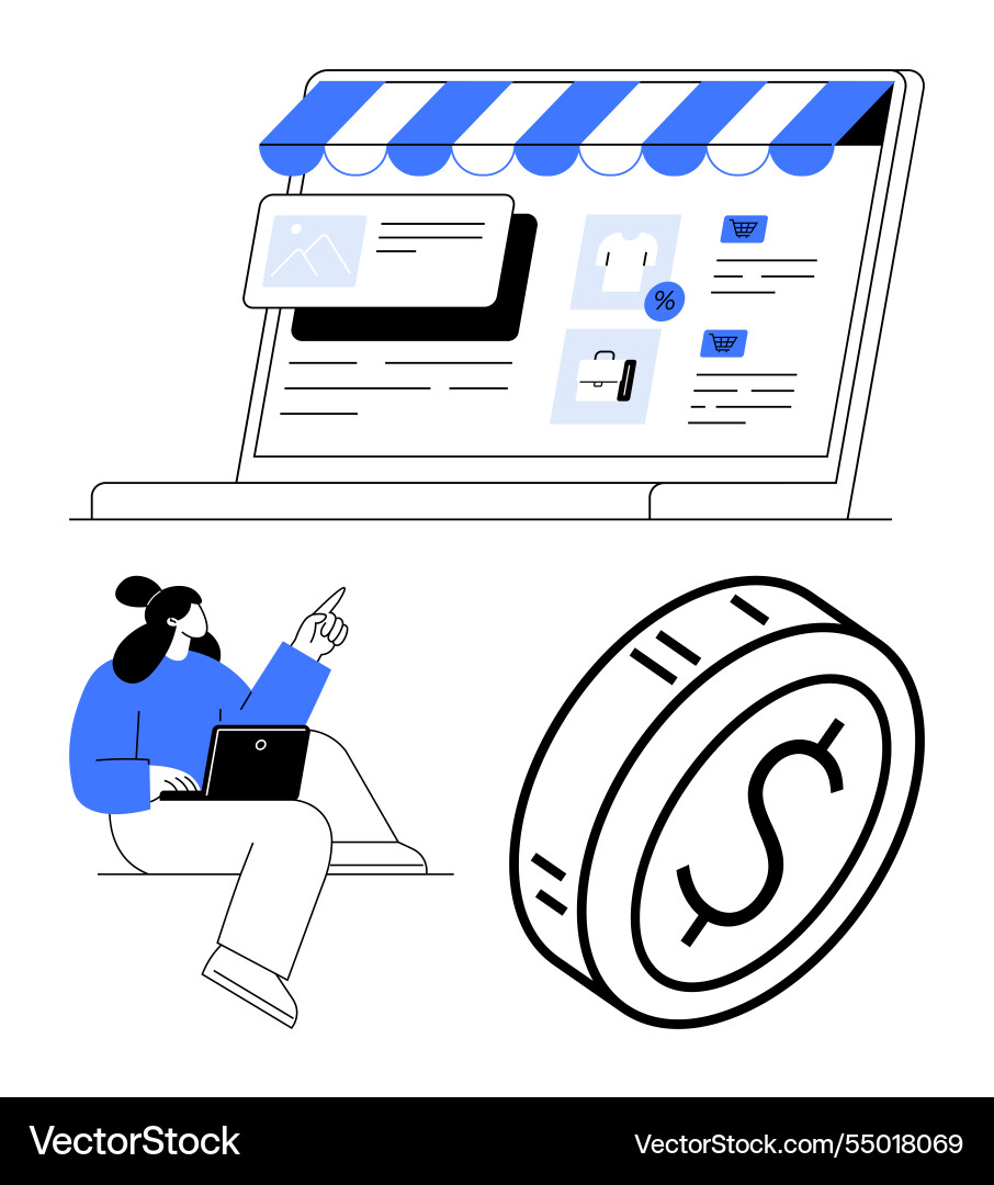Shopping website interface with customer browsing Vector Image