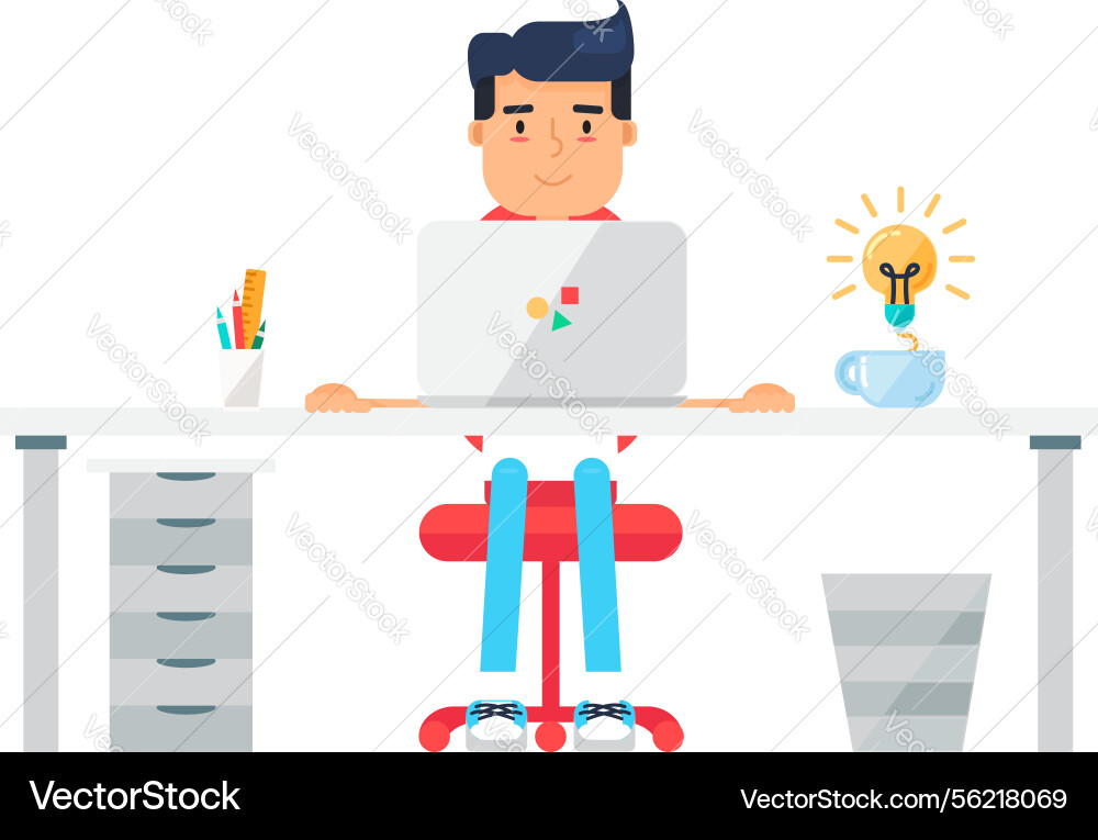 Student programmer solves test task at computer Student programmer solves test task at computer vector image