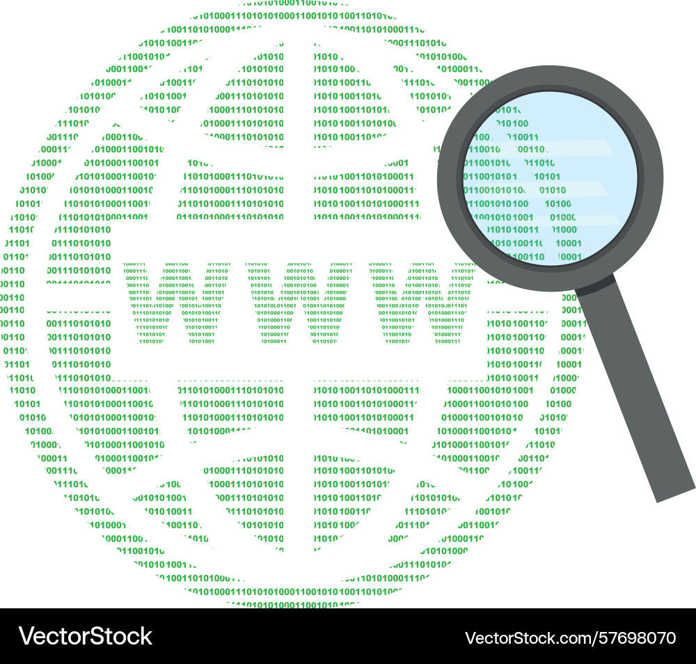 Binary code search internet explorer icon vector image