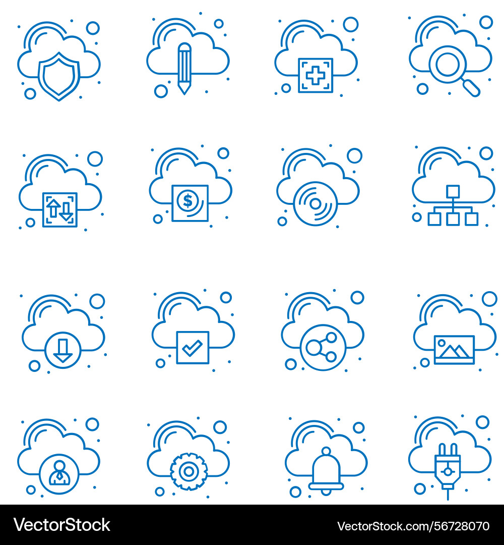 Clouds icons set of in different form Vector Image