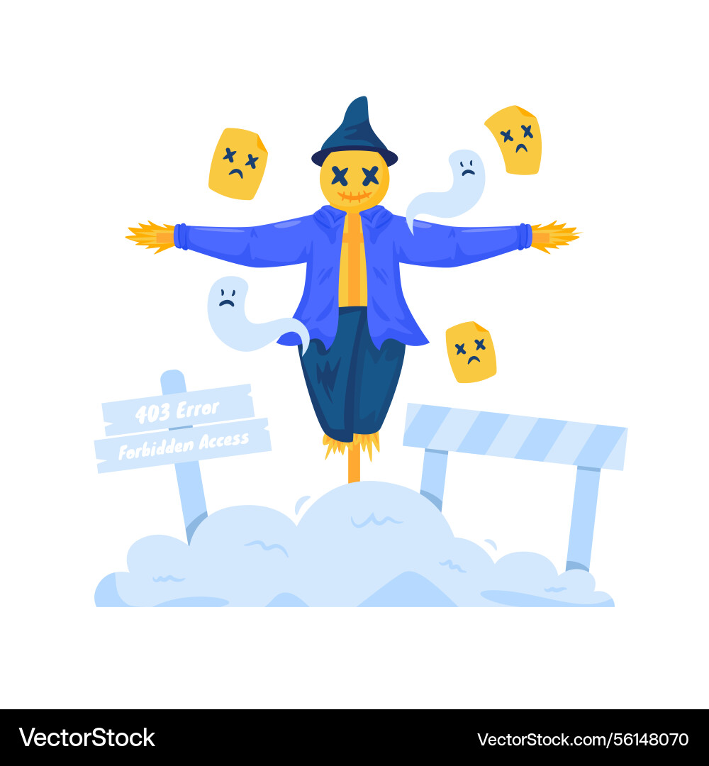 Forbidden access with blocking scarecrow character vector image