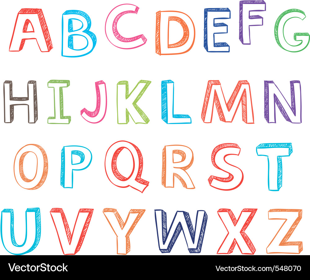 Hand-Drawn Alphabet Letter Set Vector Image