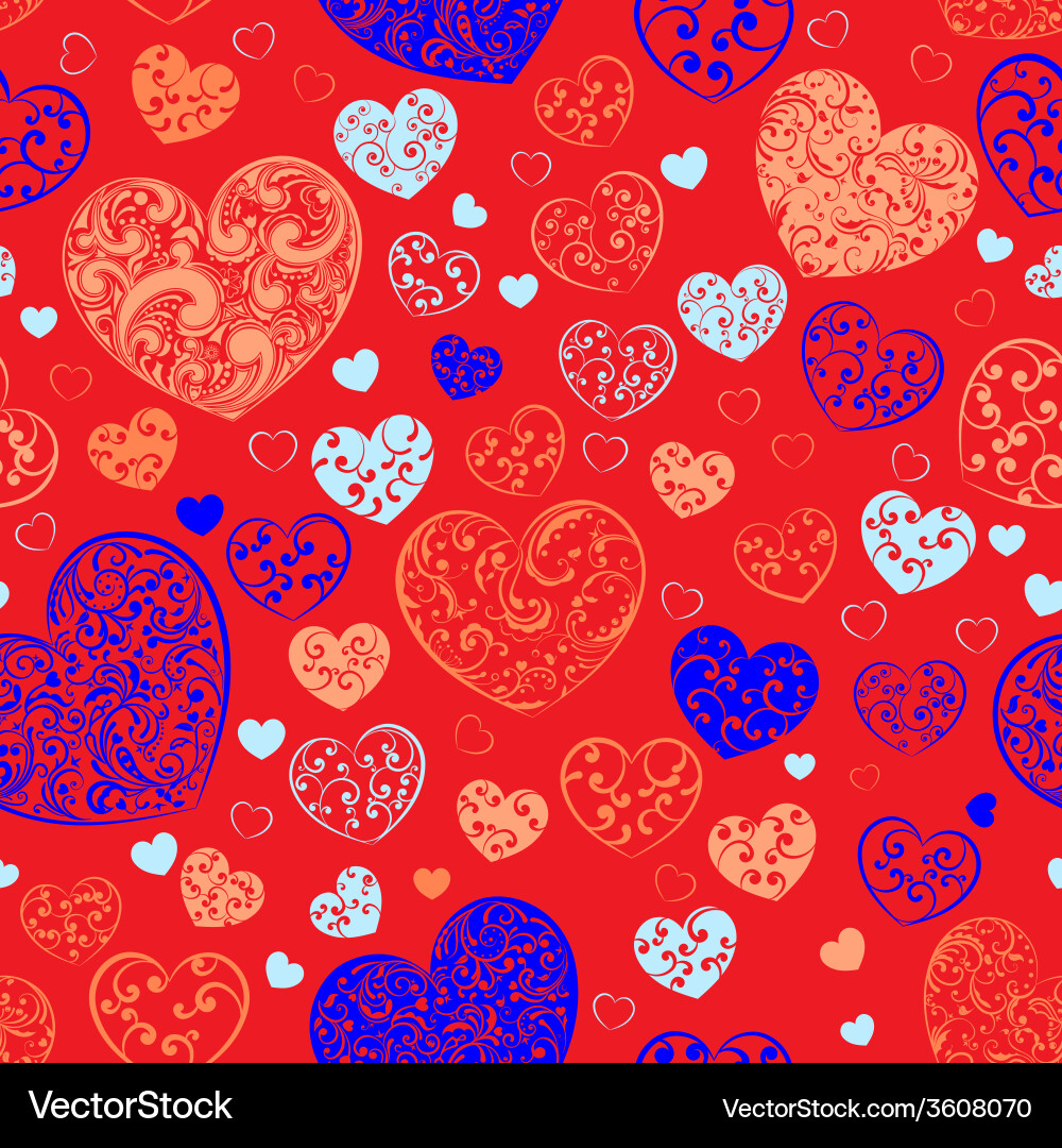 Heart Pattern with Curls vector image