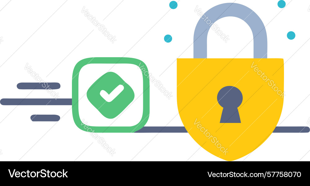 Secure validation checkmark padlock icon flat vector image