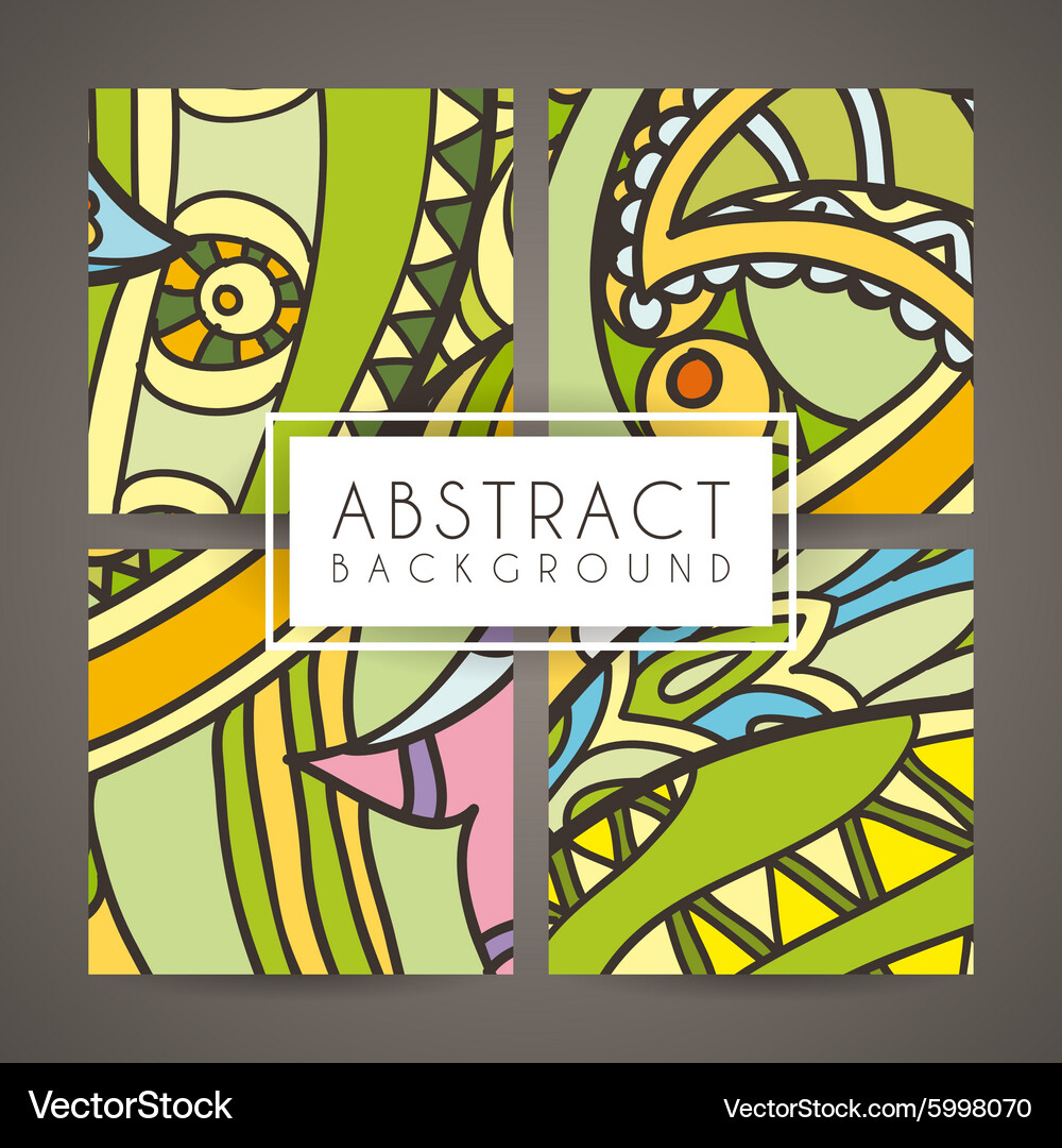 Set of four colorful intricate patterns Vector Image