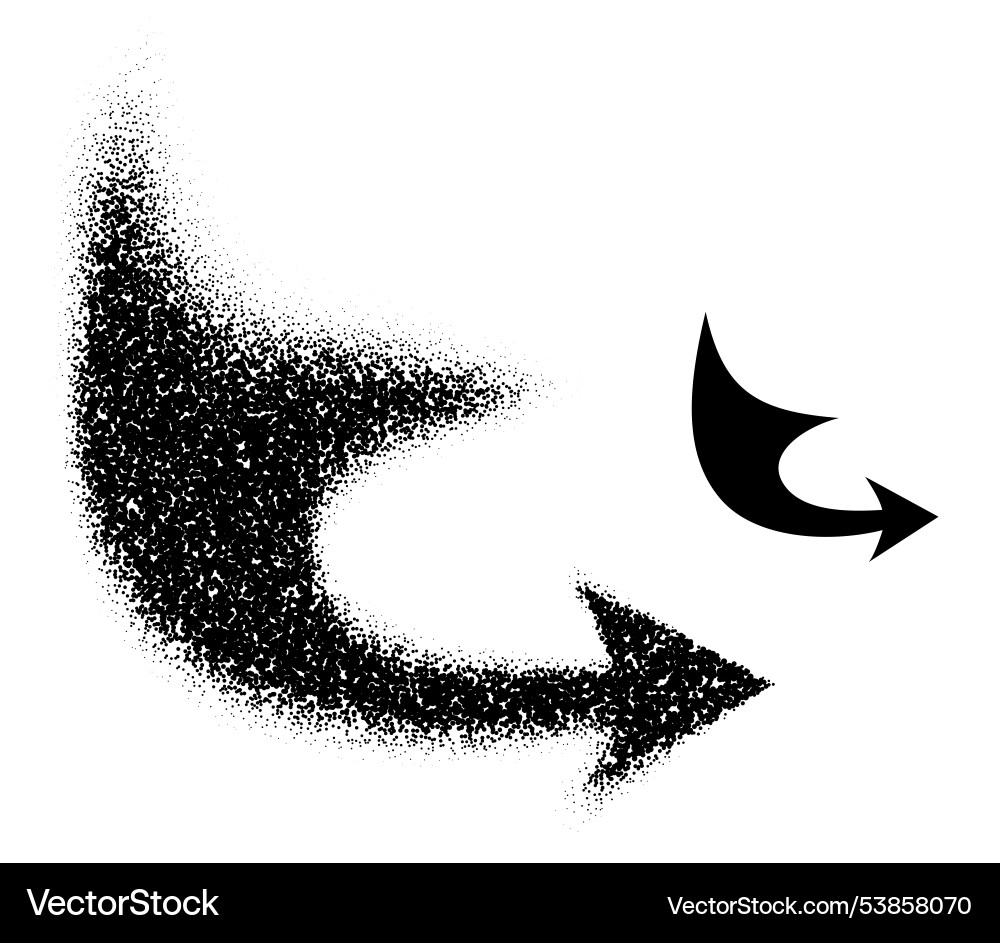 Twisting right arrow in dot art and solid style Vector Image