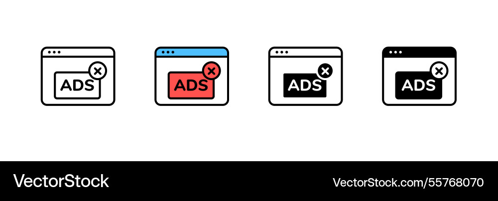 Various browser windows with close buttons vector image