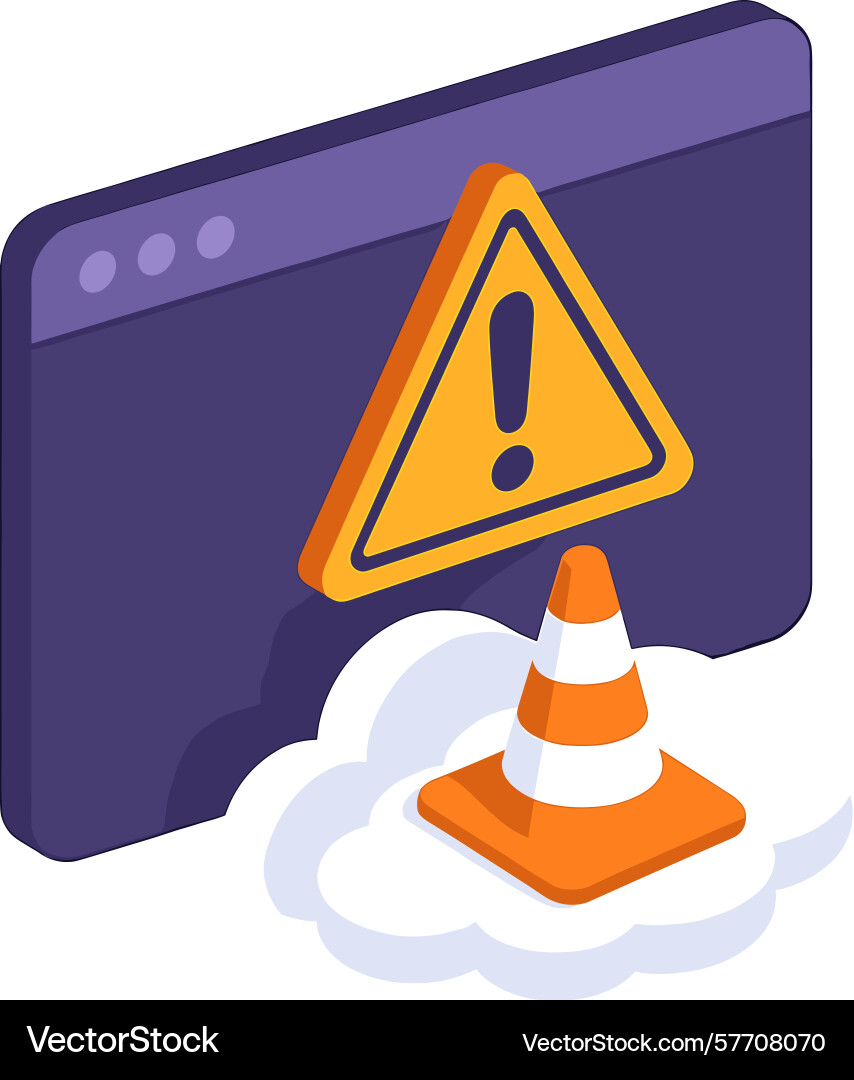 Warning sign for website traffic issue with alert Warning sign for website traffic issue with alert vector image
