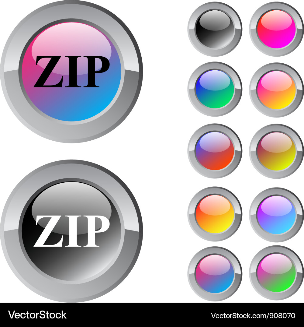 Zip multicolor round button vector image