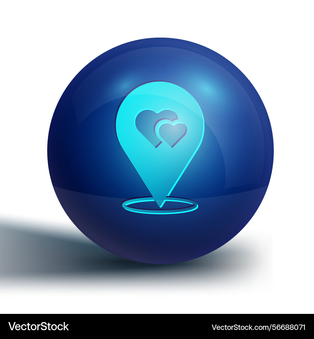 Blue map pointer with heart icon isolated Blue map pointer with heart icon isolated vector image