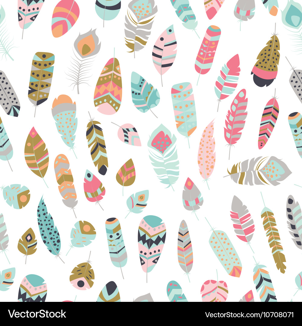 Bohemian Feather Pattern Vector Image