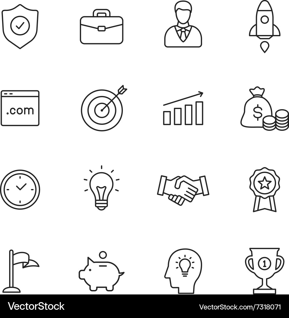 Business Line Icons - Strategy & Growth vector image