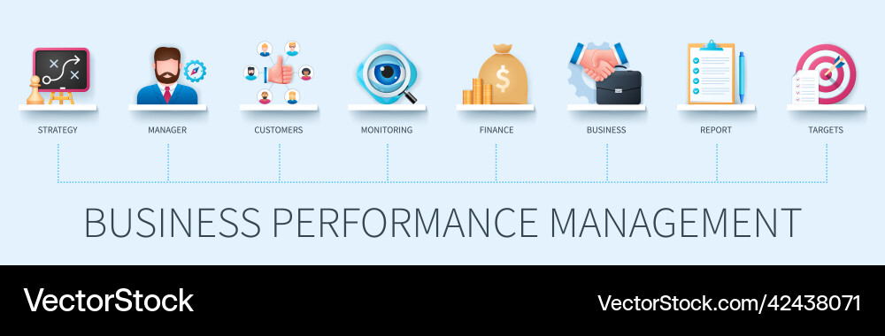 Business performance management web infographics Vector Image