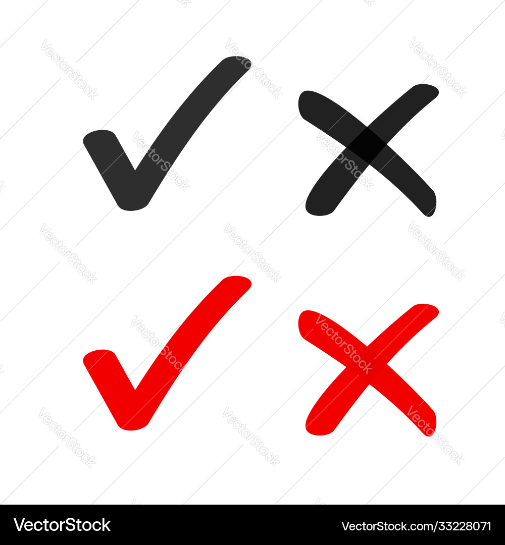 Checkmarks and Crosses Icons vector image