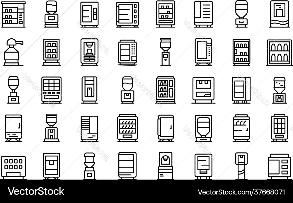 Drink machine icons set outline style Vector Image