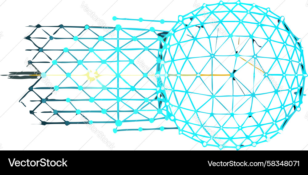 Dynamic Polygonal Data Flow Sphere Vector Image
