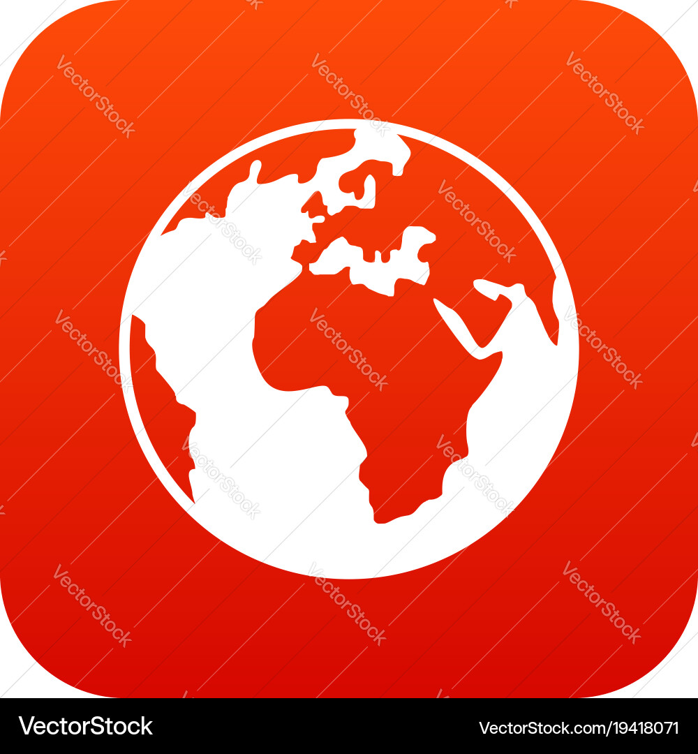Earth globe icon digital red Vector Image