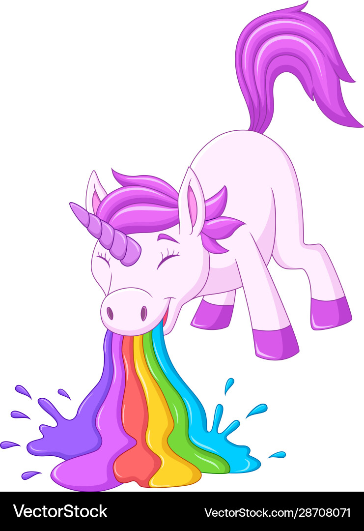 Funny Unicorn Vomiting Rainbow – Royalty-Free Vector