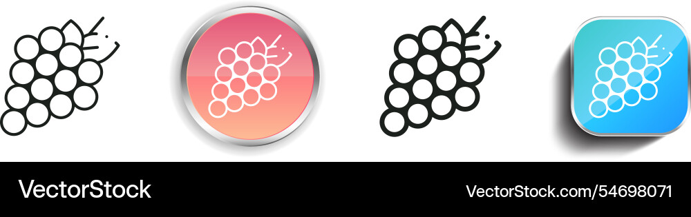 Grapes icon thin linear regular and button style Grapes icon thin linear regular and button style vector image