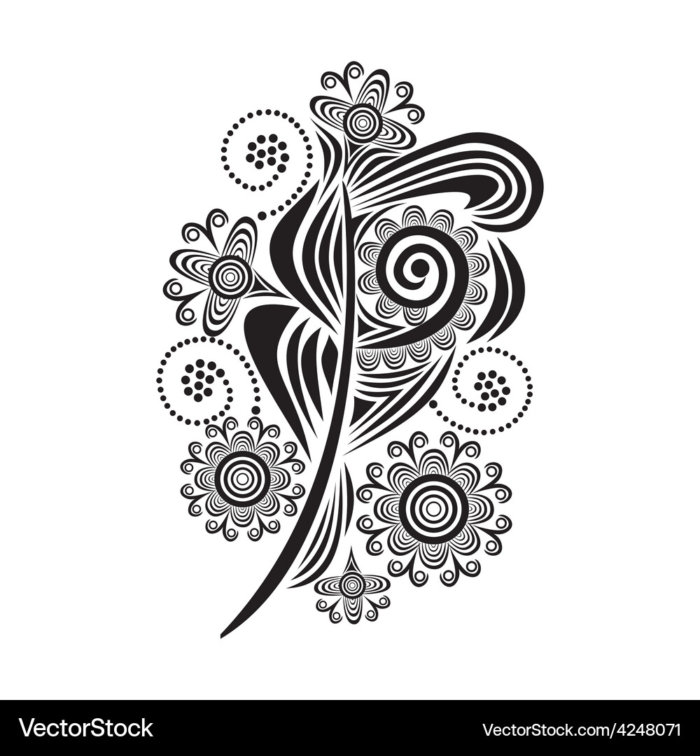 Pattern black branch design element Vector Image