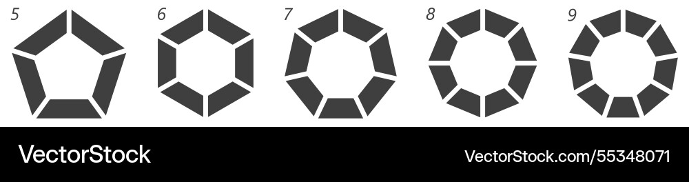 Polygons with different number of edges separated Polygons with different number of edges separated vector image