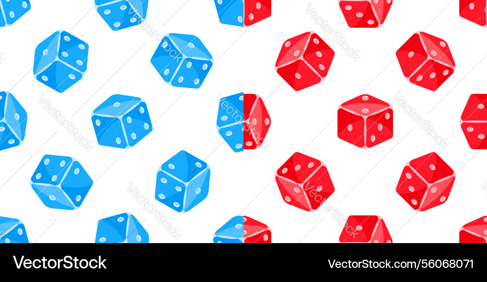 Seamless pattern with red and blue dice rotating Seamless pattern with red and blue dice rotating vector image