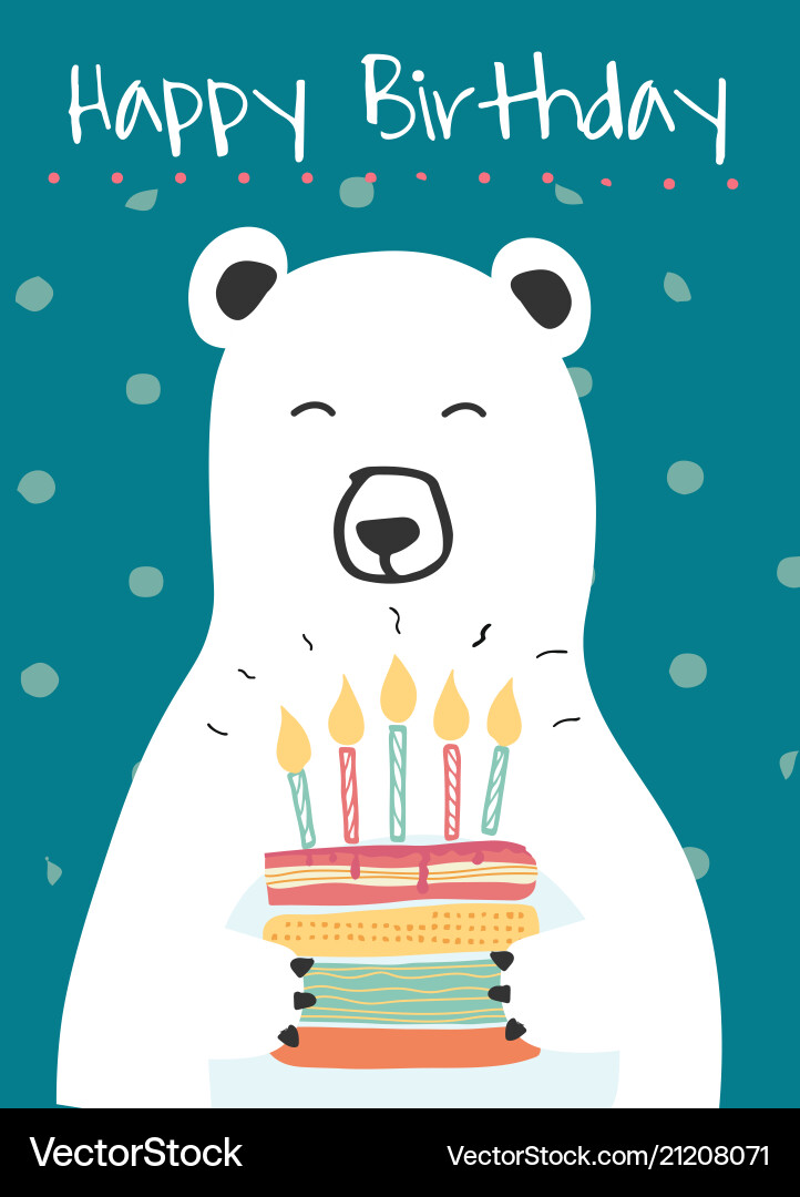 Weißer Polarbär mit Geburtstag Kuchen Idee Weißer Polarbär mit Geburtstag Kuchen Idee vektorbild