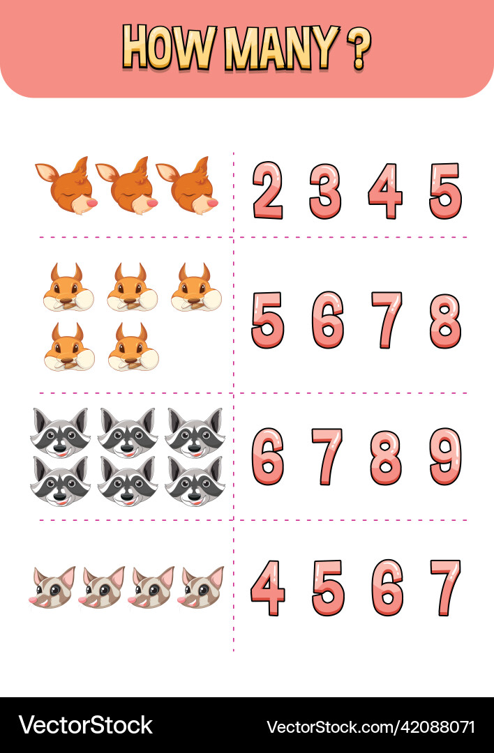 Worksheet design for counting numbers Worksheet design for counting numbers vector image
