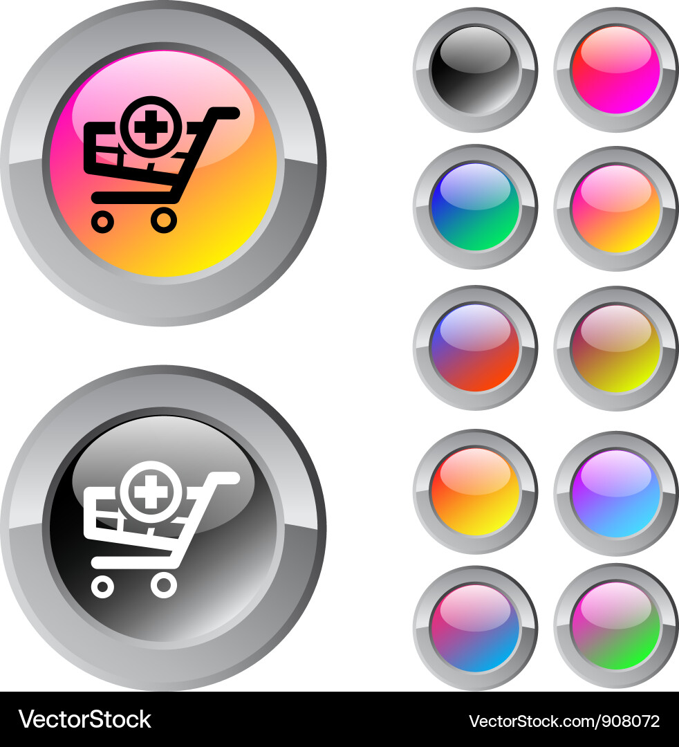 Add to cart multicolor round button vector image