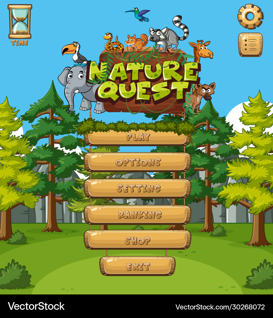 Background design for computer game with forest Background design for computer game with forest vector image