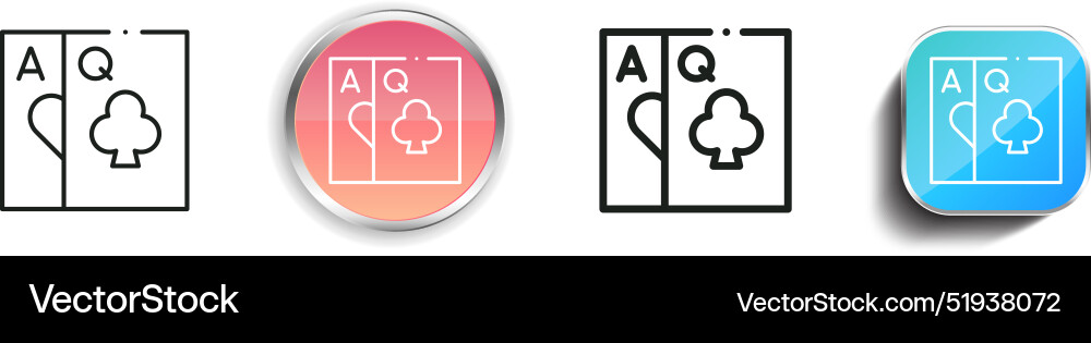 Blackjack icon thin linear regular and button Vector Image