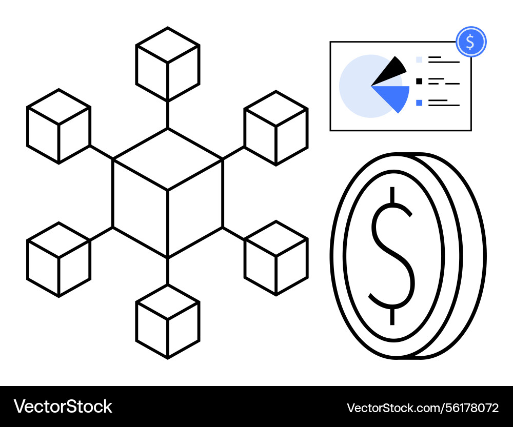 Blockchain network with financial data chart Blockchain network with financial data chart vector image