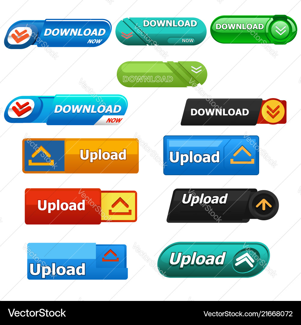 Different design of download and upload button vector image