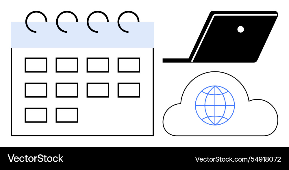 Digital scheduling and cloud computing calendar Digital scheduling and cloud computing calendar Vector Image