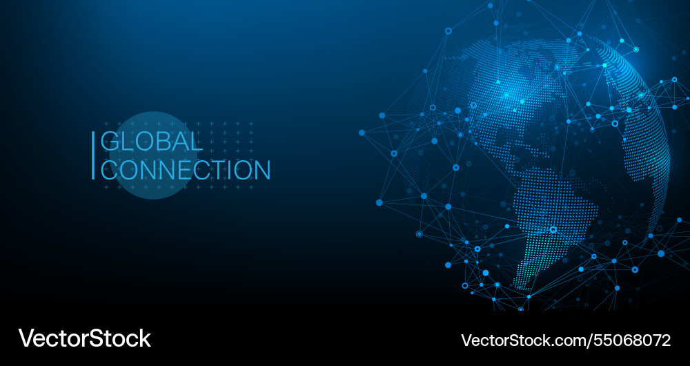 Global network connection banner design template Global network connection banner design template vector image